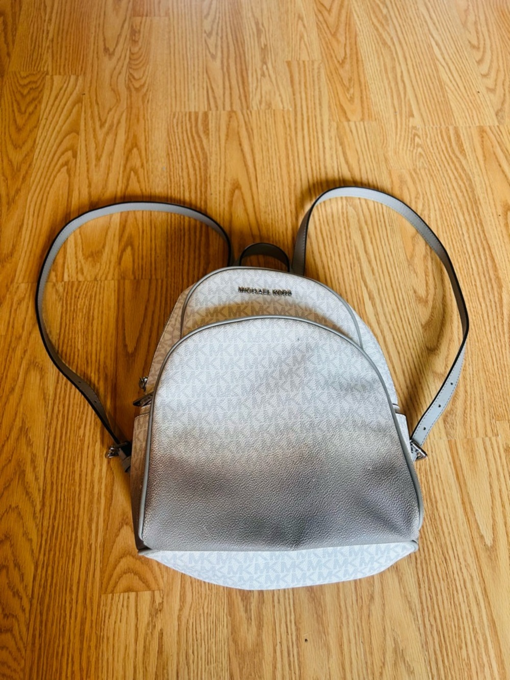 Michael Kors Silver Logo-Print Backpack Purse